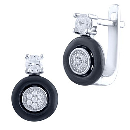 Silver earrings with ceramics