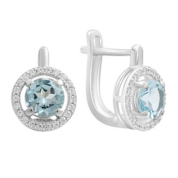 Серебряные серьги с топазом 2.522ct, фианитами