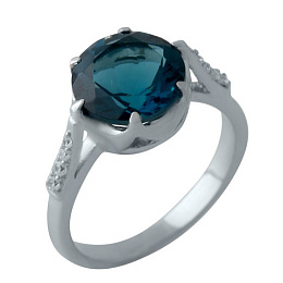 Серебряное кольцо с топазом Лондон Блю 3.089ct