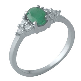 Silver ring with a 1.155-carat emerald