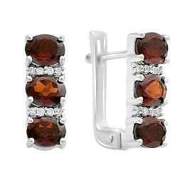 Срібні сережки з гранатом 2,859 карата