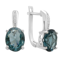 Silver earrings with London Blue topaz