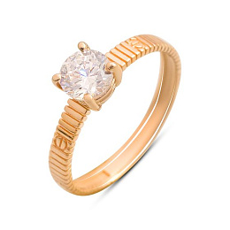 Gold ring with 0.6 ct cubic zirconia
