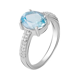 Silver ring with a 3.237-carat topaz