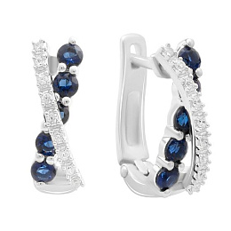 Серебряные серьги с сапфиром nano 1.12ct