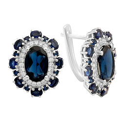 Silver earrings with nano sapphire 9.87ct