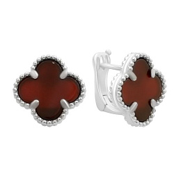 Silver earrings with agate