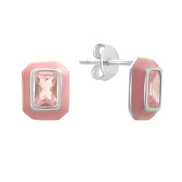 Silver earrings with phianites, semallu