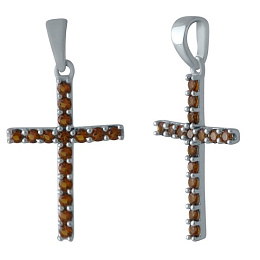 Silver cross with a 0.72-carat garnet