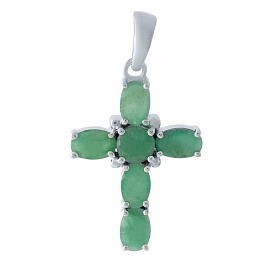 Silver cross with a 2.525-carat emerald