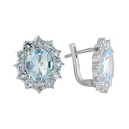 Серебряные серьги с топазом 9.29ct