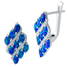 Sterling silver earrings with opal 2.566ct, phianites