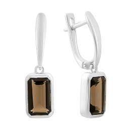 Срібні сережки з раухтопазом (димчастим кварцом) 3,62 карата