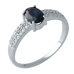 Silver ring with sapphire 1.348ct