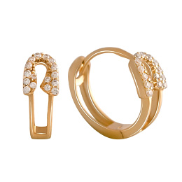 Gold Earrings with Fianites
