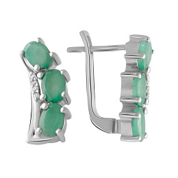 Sterling silver earrings with emerald 2.504ct