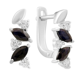 Срібні сережки з сапфіром 2.15ct, фіанітами