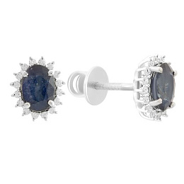 Срібні сережки з сапфіром 2.342ct, фіанітами