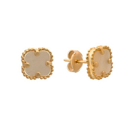 Gold earrings with mother-of-pearl