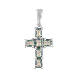 Silver cross with mystic topaz 2.05ct