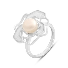 Silver ring with pearls, mother-of-pearl