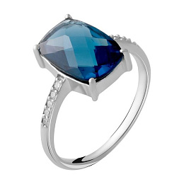 Серебряное кольцо с топазом Лондон Блю 3.4ct