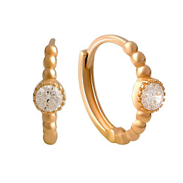 Золотые серьги с фианитами 0.1ct