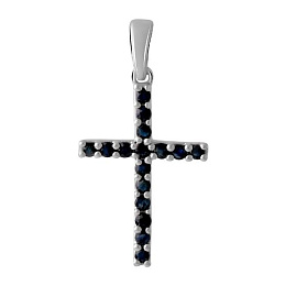 Silver cross with a 0.813-carat sapphire