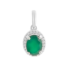 Серебряная подвеска с агатом 1.398ct, фианитами