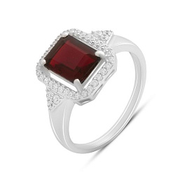Серебряное кольцо с гранатом nano 2.582ct, фианитами