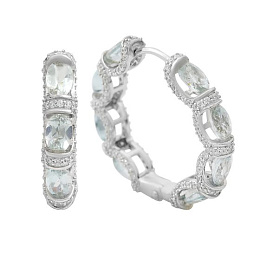 Срібні сережки з топазом 11.8ct, фіанітами