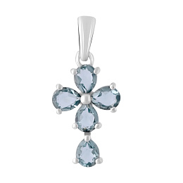 Silver cross with topaz London Blue 1.445ct