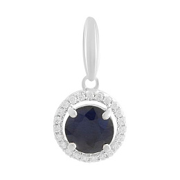 Серебряная подвеска с сапфиром 2.995ct, фианитами