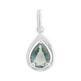 Серебряная подвеска с топазом Лондон Блю 0.844ct, фианитами