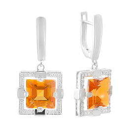 Sterling silver earrings with 9.713ct gold quartz, pianites