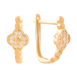 Золотые серьги с фианитами 0.24ct