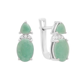 Срібні сережки зі смарагдом 2.921ct