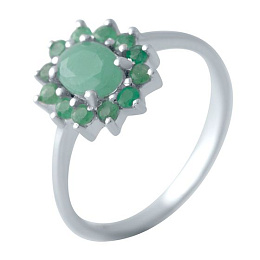Silver ring with a 1.292-carat emerald