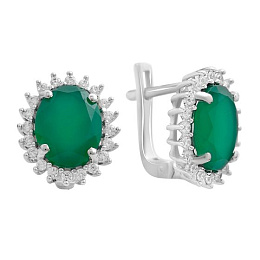Silver earrings with 5.46-carat agate and cubic zirconia