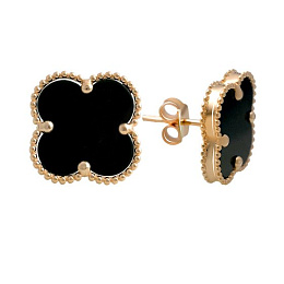 Золотые серьги с ониксом