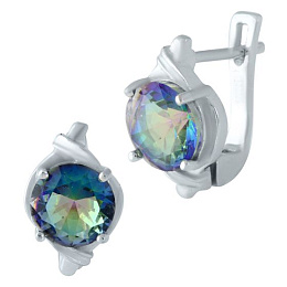 Silver earrings with a 3.763-carat mystic topaz