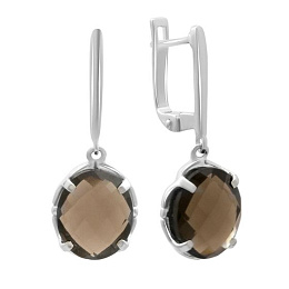 Срібні сережки з раухтопазом (димчастим кварцом)