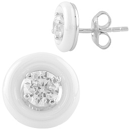 Silver earrings with ceramics, fianites