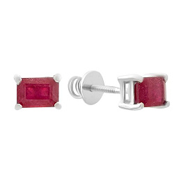 Silver earrings with a 2.68ct ruby