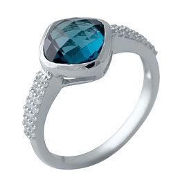 Серебряное кольцо с топазом Лондон Блю 1.758ct