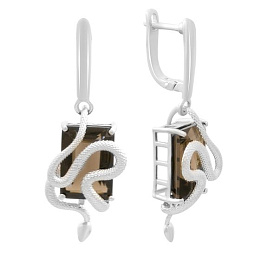 Серебряные серьги с раухтопазом (дымчатым кварцем) 15.158ct