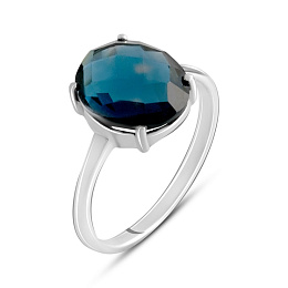 Silver ring with a London Blue topaz