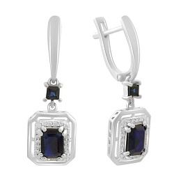 Серебряные серьги с сапфиром 2.922ct