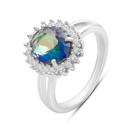 Silver ring with mystic topaz