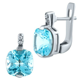 Silver earrings with a 3.815-carat topaz